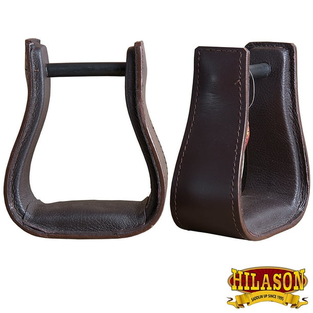 Hilason Western Saddle Dark Brown Leather Covered Horse Saddle Stirrups