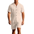thumbnail image 2 of Maqroz Short Sets for Men 2 Piece Short Sleeve Button Down Shirt with Matching Shorts Soft Loungewear Comfortable Casual Summer Wear Outfit, 2 of 9