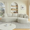 thumbnail image 3 of No Assembly Modern Curved L-Shape Luxury Sectional Sofa - Oversized Sleeper Couch, Minimalist Comfy for Living Room/Apartment/Reception,Cream, 3 of 8