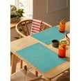 thumbnail image 5 of Placemats Set of 6, Vintage Teal Green Woven Placemat, Linen Place Mats for Kitchen/Dining Tables, Farmhouse Retro Solid Color Linen Texture Washable Table Mats for Party, 5 of 8