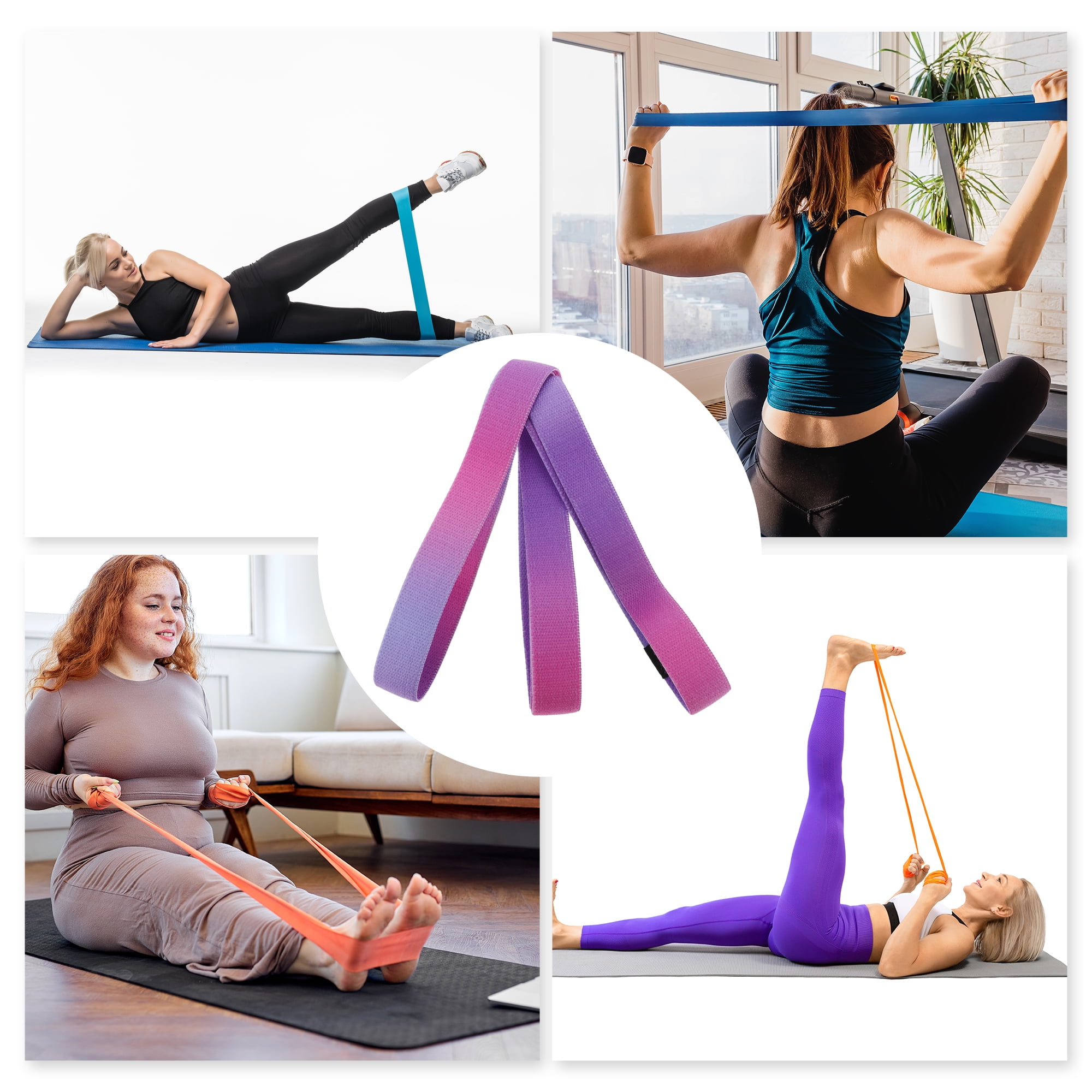 Unique Bargains 1pc Women Yoga Stretch Band 78.74 Length Gradient Blue