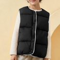 thumbnail image 2 of Afuyipoi Kids Button Down Quilted Jacket Sleeveless Puffer Winter Warm Gilet Size 2-10 Black Size 7, 2 of 7