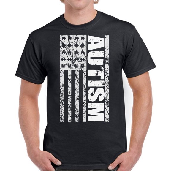 Autism Men T-Shirt Autism USA Flag White S M L XL 2XL 3XL 4XL 5XL Awareness Graphic Tee