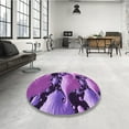 thumbnail image 4 of Ahgly Company Machine Washable Indoor Round Transitional Dark Magenta Purple Area Rugs, 8' Round, 4 of 7