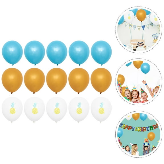 HORIALENCE 15Pcs Latex Balloons Hawaiian Themed Pineapple Patterned For Family Friends Party