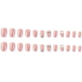thumbnail image 2 of FCOGIN Medium Square, 24 Pieces, Pink, White, Lines, Rhinestone, Acrylic False Nail, Press on Nail, 2 of 5