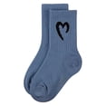 thumbnail image 5 of MeMoi Ribbed Pointelle Cotton-Rich Crew Sock with Open Heart Graphic - Girls - Female, 6, Denim, 5 of 8