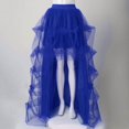 thumbnail image 4 of Yuncity Women Skirts Solid Color High Waist Elastic Maxi A-Line Mesh Asymmetrical Ruffle Summer Leisure Evening Ceremonies Wear Women's Skirts Size XL Blue, 4 of 5