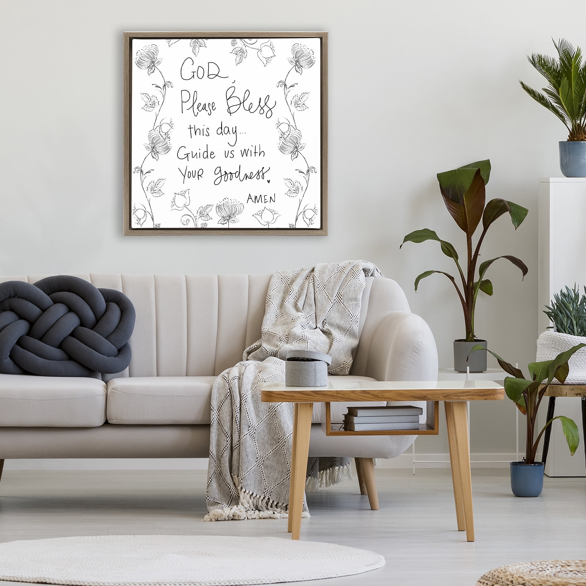 Stupell Industries God Bless This Day Brown Framed Floater Canvas Wall Art, design by Patricia Pinto
