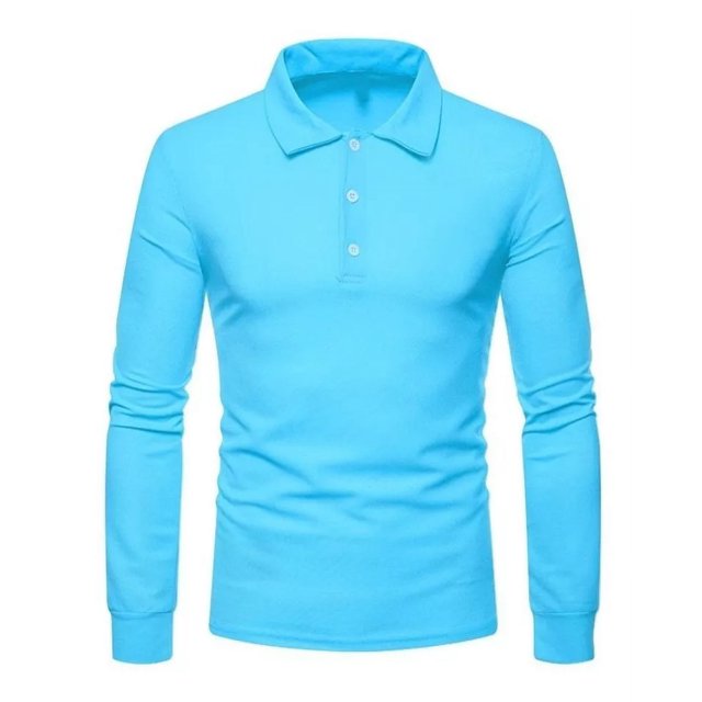Playera Tipo Polo Manga Larga Con Licra Slim Fit Moda 2112 M