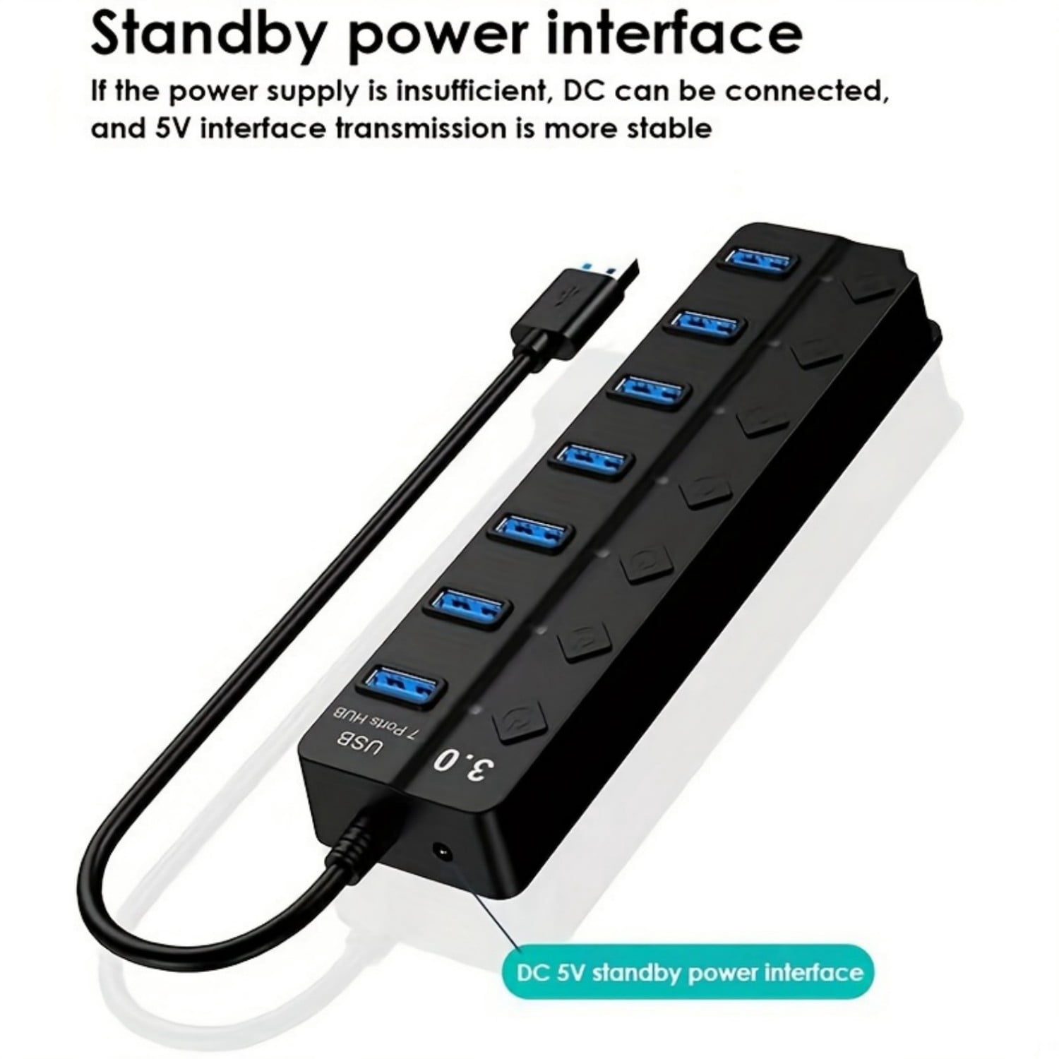 Jous USB Hub Splitter,7 Port  3.0 for Laptop Desktop USB Adapter with Individual Switches
