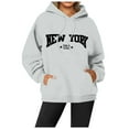 thumbnail image 2 of New York Hoodies for Women Long Sleeve Graphic Y2K Hoodie with Pockets Streetwear Hooded Sweatshirt Pullover Tops, 2 of 5