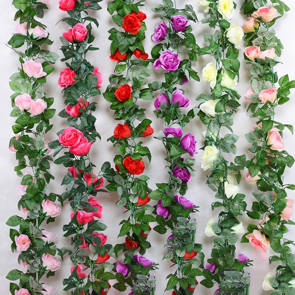 8ft Artificial Silk Rose Hanging Garland Flower String Wedding Home Garden Decor 