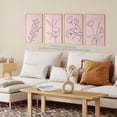 thumbnail image 3 of Pack of 4 Minimalist Wildflower Outline Black on Pastel Pink Simple Floral Unframed Wall Art Living Room Prints Set, 3 of 5