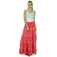 thumbnail image 2 of Bimba Jupe Longue Évasée en Coton pour Femmes Boho Maxi Bas Taille Élastique Vêtements, 2 of 7