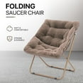 thumbnail image 4 of YEXJ Saucer Chair for Adult, Square Comfy Cozy Chair Folding Chair Faux Fur Metal Frame Foldable Reading Chair Accent Chair for Bed Room Living Room Set of 2, Light Brown, 4 of 10