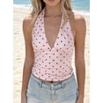 thumbnail image 5 of LMLYSoH Cute Halter Tops for Women Summer Dot Print V-Neck Going out Tank Tops Backless Shirts for Streetwear, 5 of 9