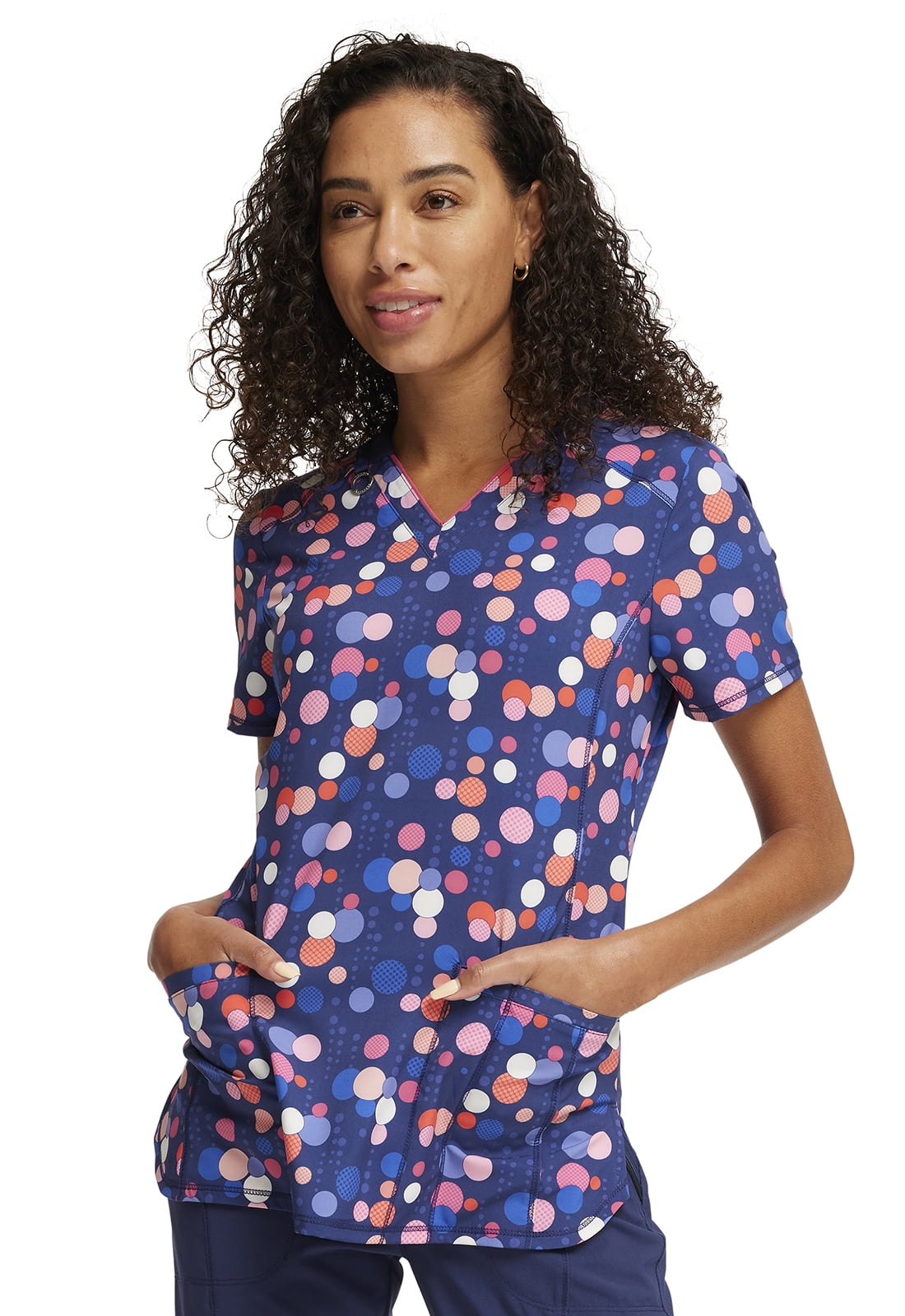 Cherokee Infinity Women Scrubs Top VNeck Print CK634