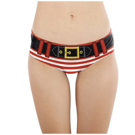 

Qcmgmg Women s Bikinis Stretch Breathable Panties Seamless Low Waisted Christmas Underwear L