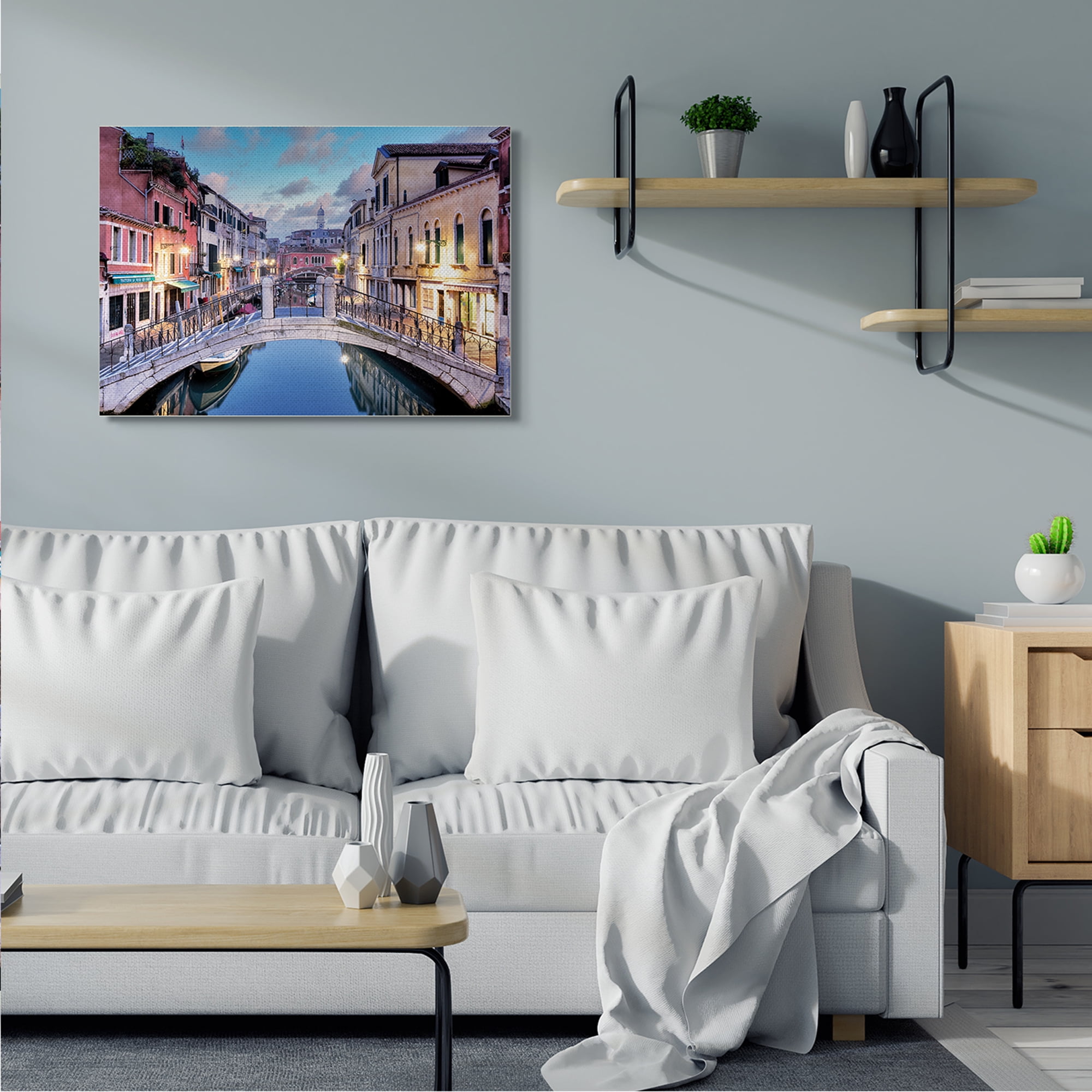 Stupell Industries Traditional Venice Cityscape Canal Bridge Architecture Abstract Photography Gallery Wrapped Canvas Art Print Wall Art, 30 x 40