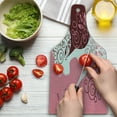thumbnail image 3 of Pink Cutting Board, Drawing Girl with Butterflies Floral Ornaments Swirled Branches, Decorative Tempered Glass Cutting and Serving Board, Wine Bottle Shape, Pale Pink Maroon White, by Ambesonne, 3 of 5