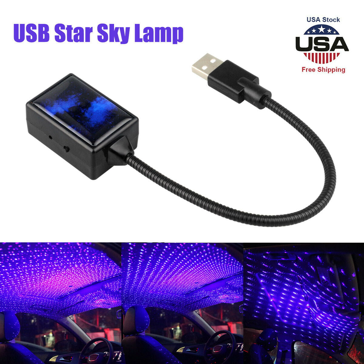 Details about   USB Car Interior Atmosphere Starry Sky Lamp Ambient Star Light LED Projector US 