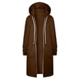 thumbnail image 3 of Hfyihgf Women's Plus Size Long Hoodies Tunic Sweatshirt Winter Fleece Lined Jackets Casual Zip Up Hoodie Coats Z1-Bronze M, 3 of 6