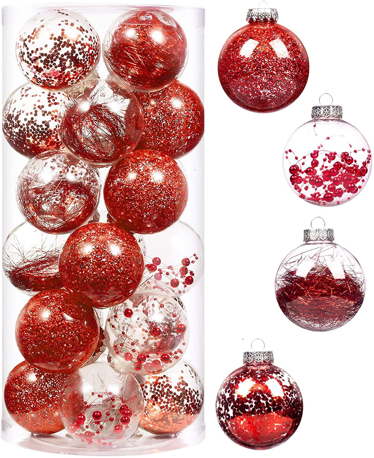 DAMAIE 30ct Christmas Ball Ornaments Shatterproof Large Clear Plastic
