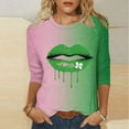thumbnail image 1 of Meichang Hauts à Manches 3/4 pour Femmes T-Shirts de la Saint-Patrick T-Shirts Graphiques Amusants Col Rond Cadeaux de la Saint-Patrick, 1 of 5