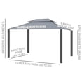 thumbnail image 3 of Outsunny Pavillon de Jardin 10 X 13 Pi à Deux Niveaux avec Rideau Gris, 3 of 10
