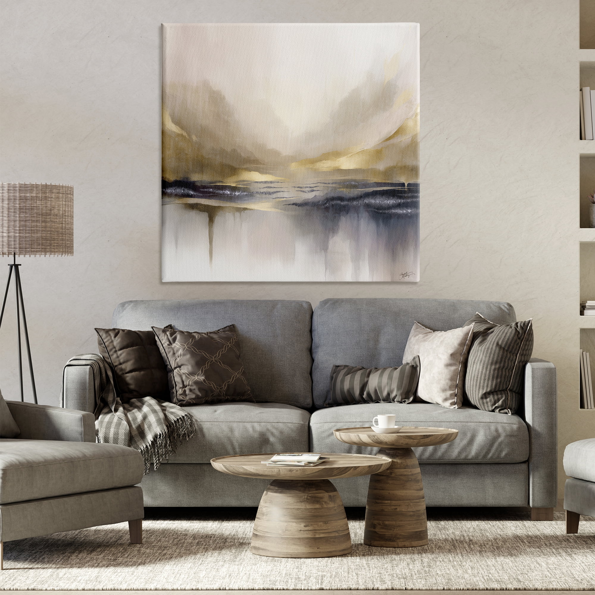 Stupell Industries Abstract Meadow Gold Accent Abstract Painting Wrapped Canvas Art Print Wall Art, 36 x 36