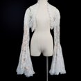 thumbnail image 3 of Byfri Gothic Lace Bolero Shrug, Sheer Flare Sleeve Cover-Up Top for Women, White 55x68cm, 3 of 7