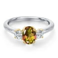 thumbnail image 3 of Gem Stone King 10K Two Tone Gold Mango Mystic Topaz and Lab Grown Diamond Engagement Ring for Women | 1.54 Cttw | Oval 7X5MM | Gemstone November Birthstone | Size 8, 3 of 6
