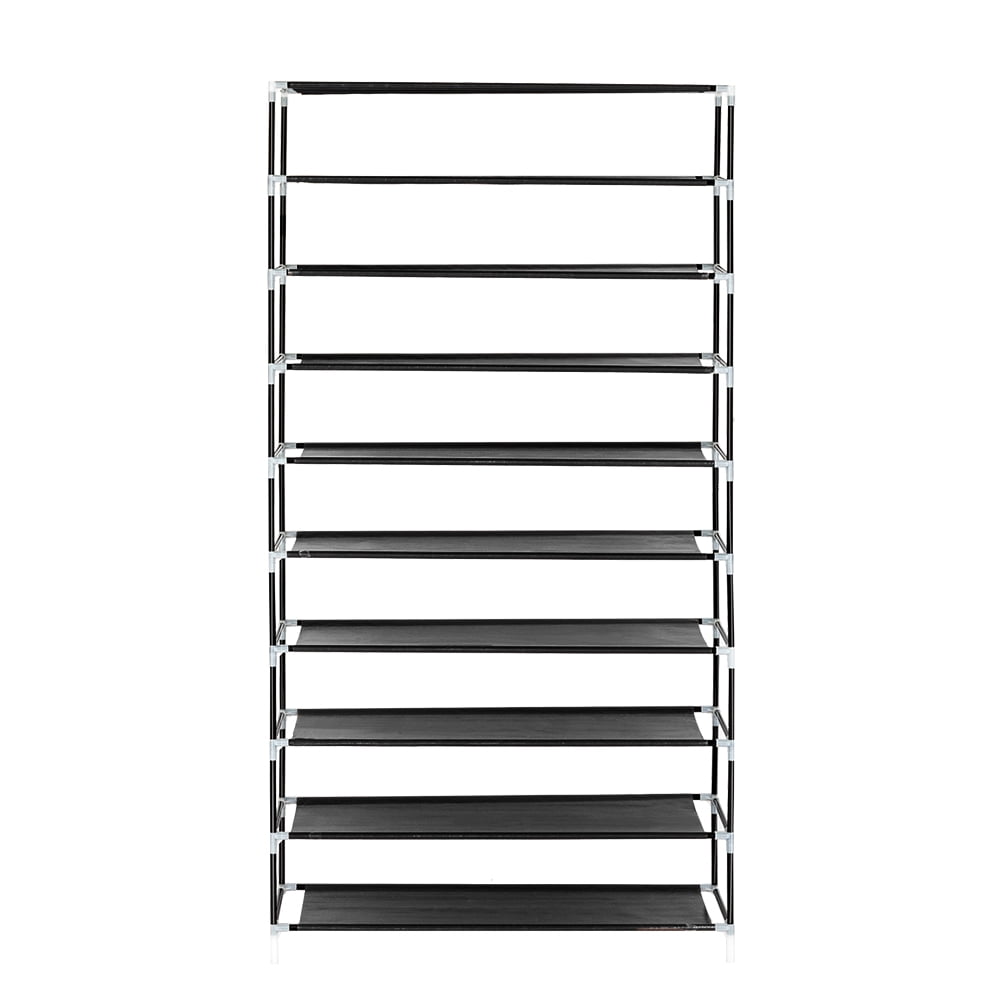 Kepooman 10 Tiers Shoe Rack, Shoe Organizer with Dustproof Cover for Entryway, Beige