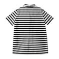 thumbnail image 4 of HongQid Womens Summer Tops Short Sleeve V Neck Lapel Button Down Shirts Striped Loose Casual T-Shirts, 4 of 5