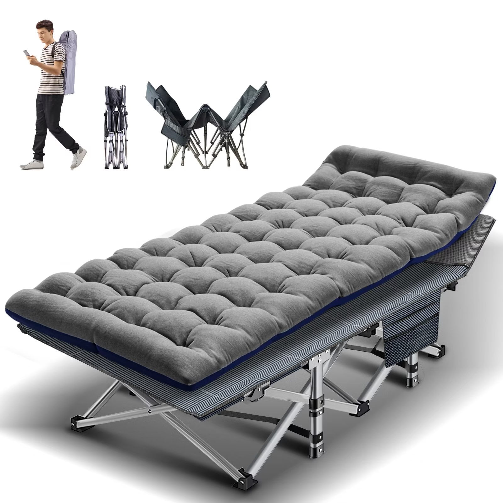 Lilypelle folding cot with mattress,Heavy Duty Sleeping Cots with Carry