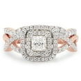 thumbnail image 2 of AFFY 1CT Princess & Round Moissanite Diamond Infinity Double Halo Bridal Ring Set 14K Rose Gold-5, 2 of 10