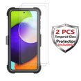 thumbnail image 2 of Njjex Phone Cases for Galaxy A52 4G 5G 6.5", [2 Pack Temerped Glass Screen Protector] Combo Holster Belt Clip [Heavy Duty] [Kickstand] Full-Body Rugged Holster Case (Gray), 2 of 9