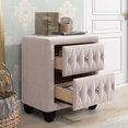 thumbnail image 2 of Nightstand, Bedroom Upholstery Nightstand with Two Drawers and Diamond Handles, Modern and Contemporary Fabric Upholstered 2-Drawer Wood Nightstand (Gray), 2 of 7