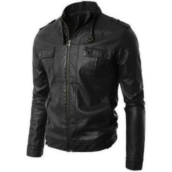Noora Mens Black Lambskin Leather Biker Jacket With Belted Collared Designer Biker Jacket  With Pocket & Zipper SU014