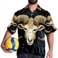 thumbnail image 4 of Aries Constellation Men's Short Sleeve Button Down Hawaiian Beach Printed Casual Shirts, 4 of 6