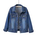 thumbnail image 1 of Chaqueta vaquera para mujer, chaqueta corta holgada de manga larga, Top informal de talla grande, 1 of 1