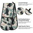 thumbnail image 2 of Yayeee Double Oven Mitt Kitchen Heat Resistant Baking 35" x7" Quilted Cotton Glove, Black Floral Cat Pattern, 2 of 6