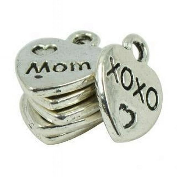 2x50 piezas I Love MOM XOXO dijes de corazón boda joyería familiar fabricación DIY 3 piezas