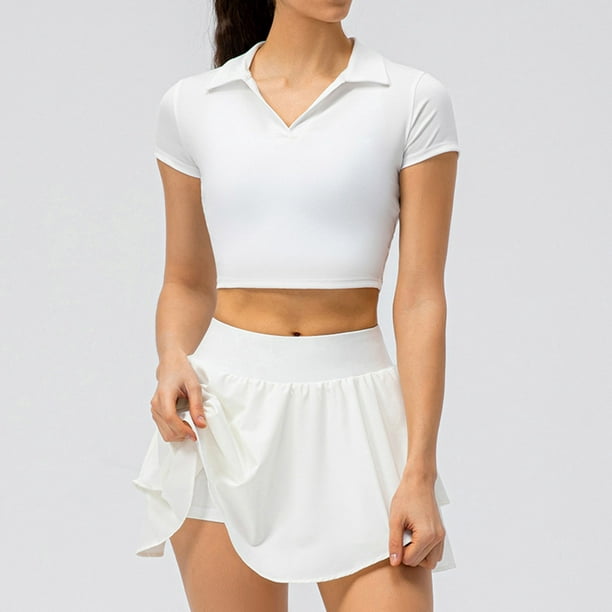 Flywake Tennis Dress for Women 2023 2PCs Set Dress V Neck Short Sleeve Polo  Shirts with Built in Bra Workout Dress for Golf