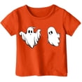 thumbnail image 3 of Kid Boys Girls Halloween Shirts Cute Ghost Friends Themed T-Shirt Crew Neck Short Sleeve Fall Outfits (A10-Orange 3-4 Years), 3 of 3