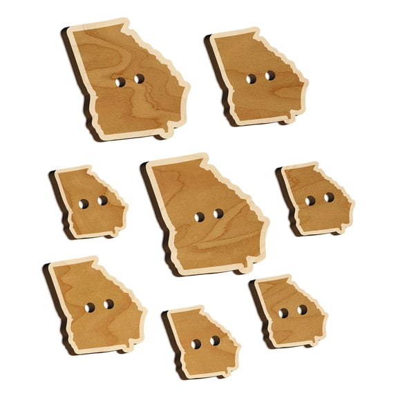 Georgia State Silhouette Wood Buttons for Crochet Knitting Sewing DIY Craft - Various Sizes (8pcs)