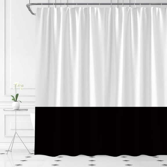 Black White Shower Curtain Boho Vintage Color Block Mid Century Modern Simplicity Textured Bright Natural Fabric Home Bathroom Decor with Hooks 54"W x 78"L (Pack of 1)