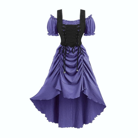 Jsaierl Halloween Costumes for Women Retro Medieval Elegant Goth Plus Size Dresses Adult Costumes Princess Steampunk Ball Gown Renaissance Dress