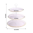 thumbnail image 3 of Efavormart 15" White 3-Tier Plastic Cupcake Tray Tower With Gold Scalloped Edges, Reusable Round Dessert Stand With Lace Cut Rim, 3 of 11